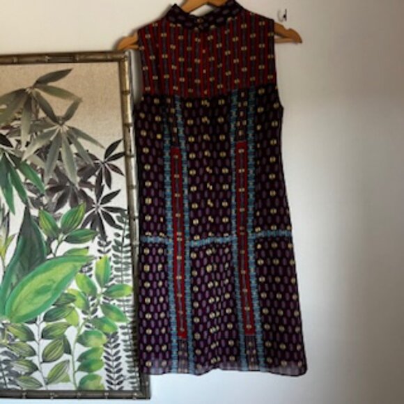 Nanette Lepore Boho Geometric Sleeveless Silk Dress Women's 2 - Picture 2 of 9